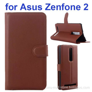 Litchi Texture Magnetic Flip Wallet Leather Case Cover for Asus ZenFone 2 Case